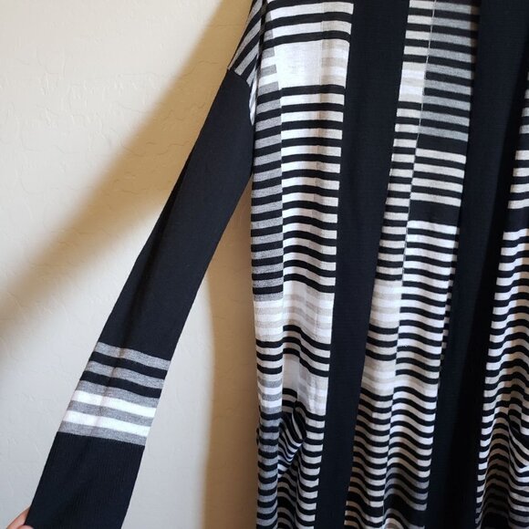 VINCE Striped Intarsia Open Front Longline Merino Wool Cardigan Multi Women's XS - Picture 6 of 10